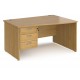 Maestro Panel End Wave Desk with Three Drawer Pedestal